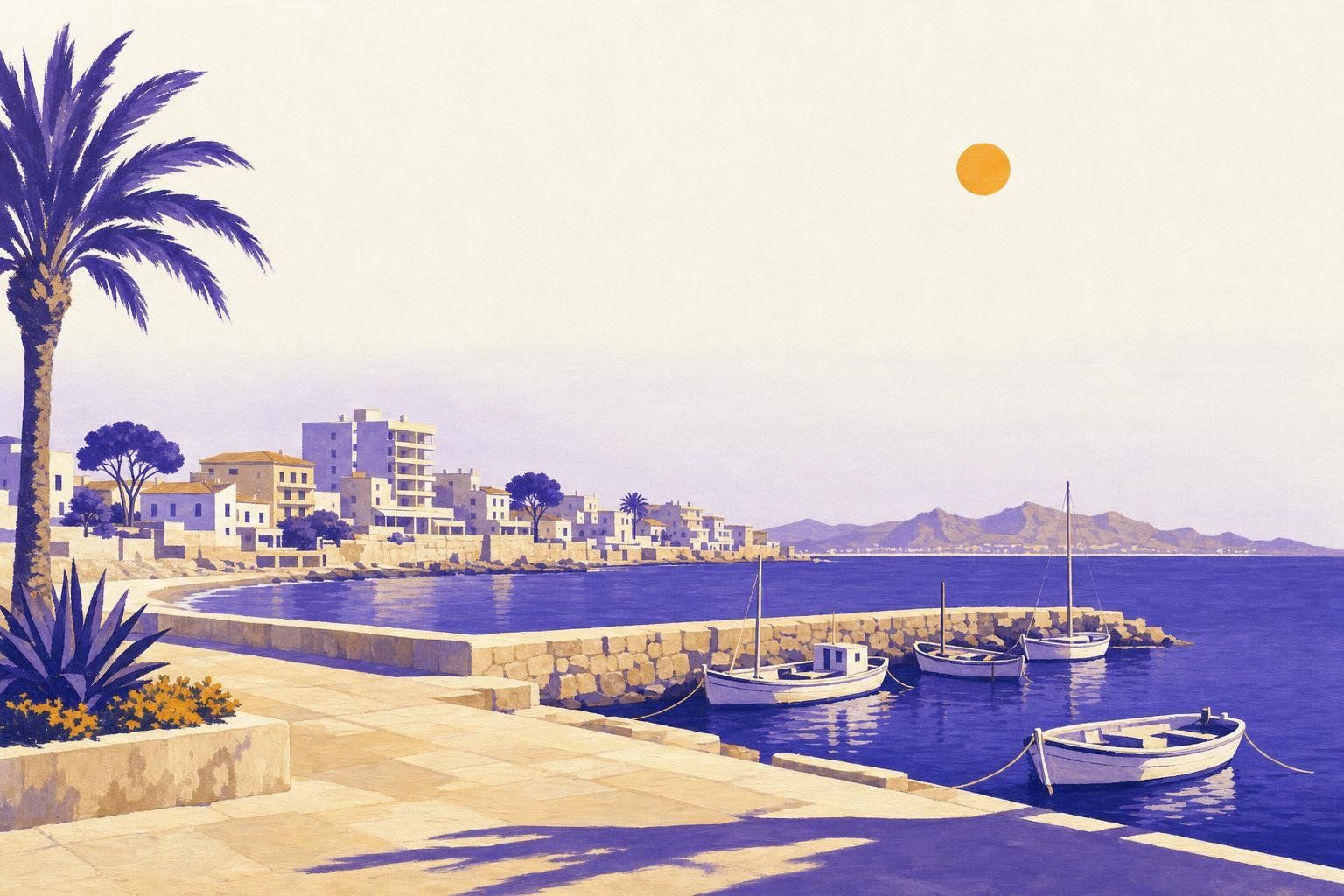Can Picafort long sandy beach with promenade and northern bay views - Mallorca airport taxi destination